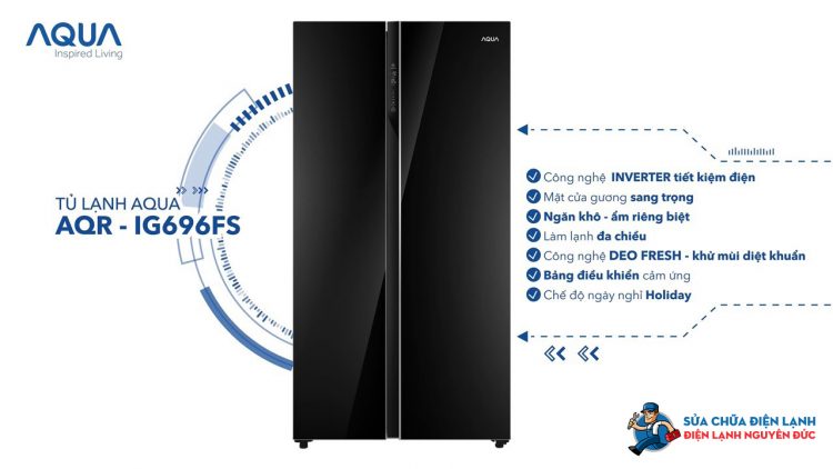 Tủ lạnh SBS Aqua Inverter 602 lít AQR-IG696FS(GB)