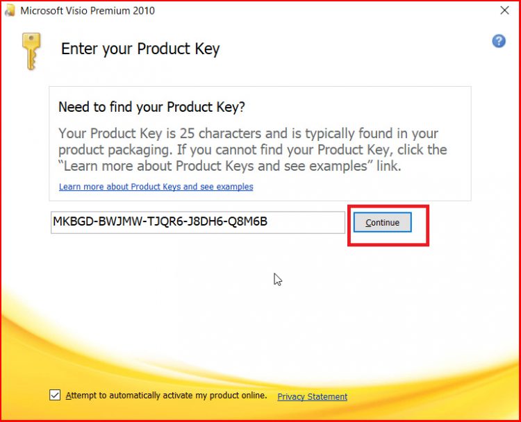 Key active Microsoft Visio 2010
