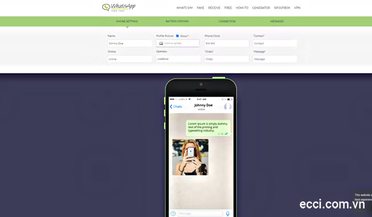 WhatsFake là website tạo đoạn chat giả với giao diện của WhatsApp