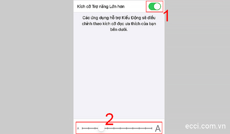 Phóng to cỡ chữ iPhone bằng tính năng Kích cỡ Trợ năng Lớn hơn