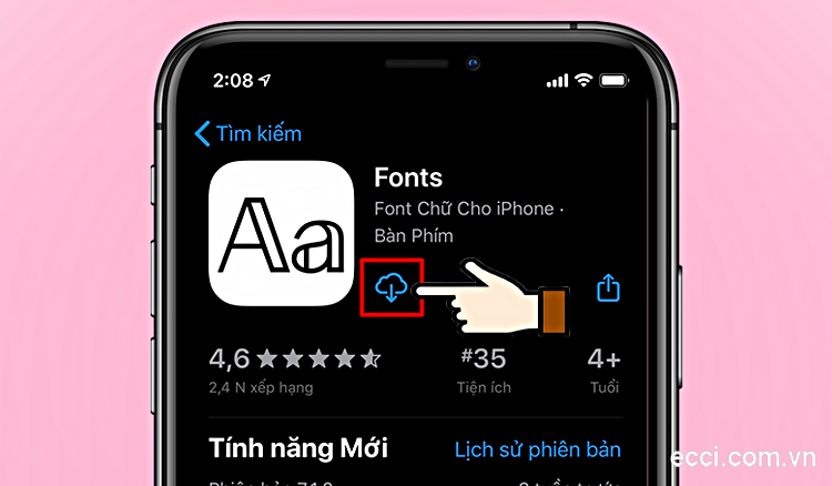  Nhấn vào biểu tượng Download để tải ứng dụng Fonts trên iPhone