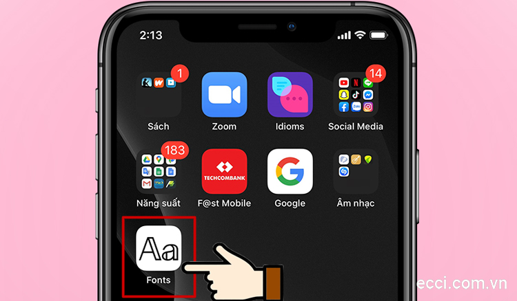 Biểu tượng của ứng dụng Fonts trên giao diện iPhone