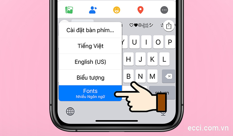 Lựa chọn ứng dụng Fonts trên bàn phím iPhone