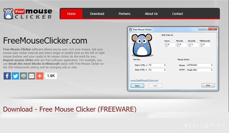 Free Mouse Clicker có giao diện được tối giản hóa nhưng mang lại hiệu quả sử dụng cao