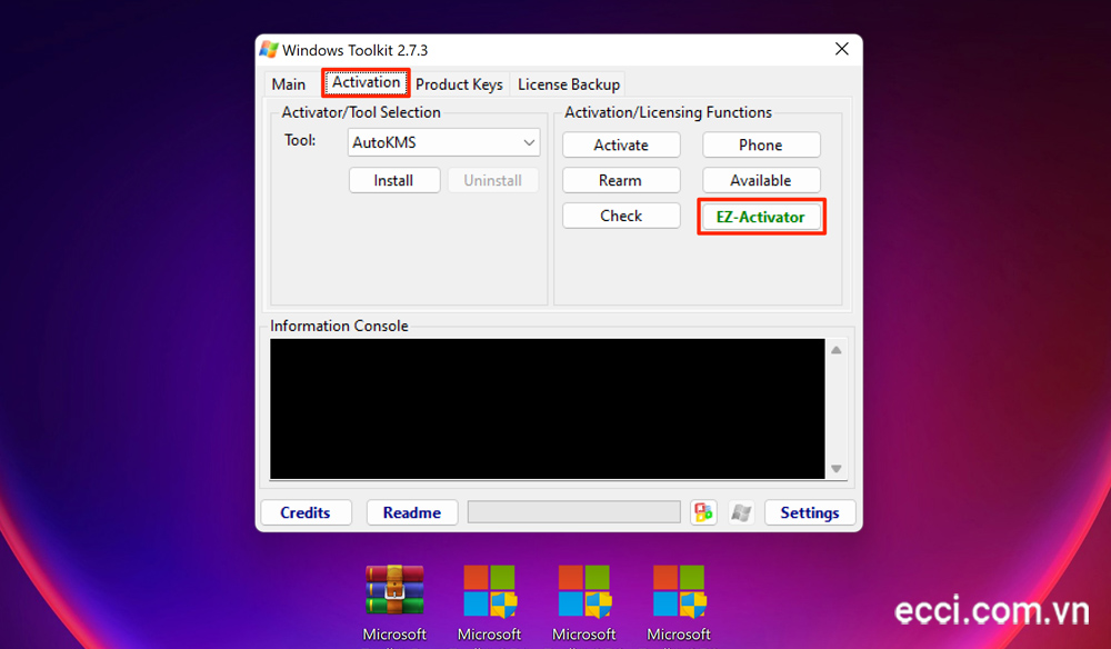 Nhấn nút EZ-Activator để bắt đầu active Windows